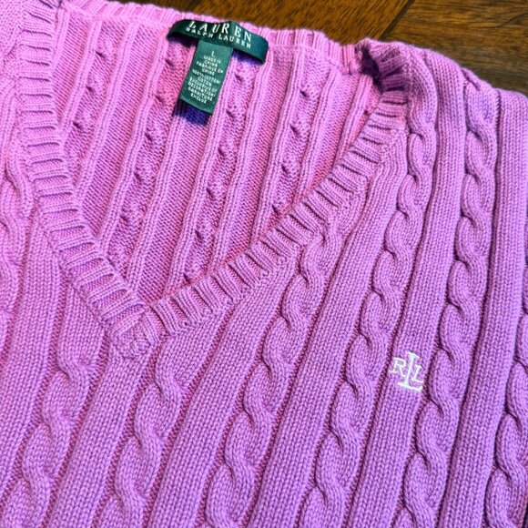 RALPH LAUREN WOMENS LARGE CABLE KNIT SWEATER - Picture 2 of 8
